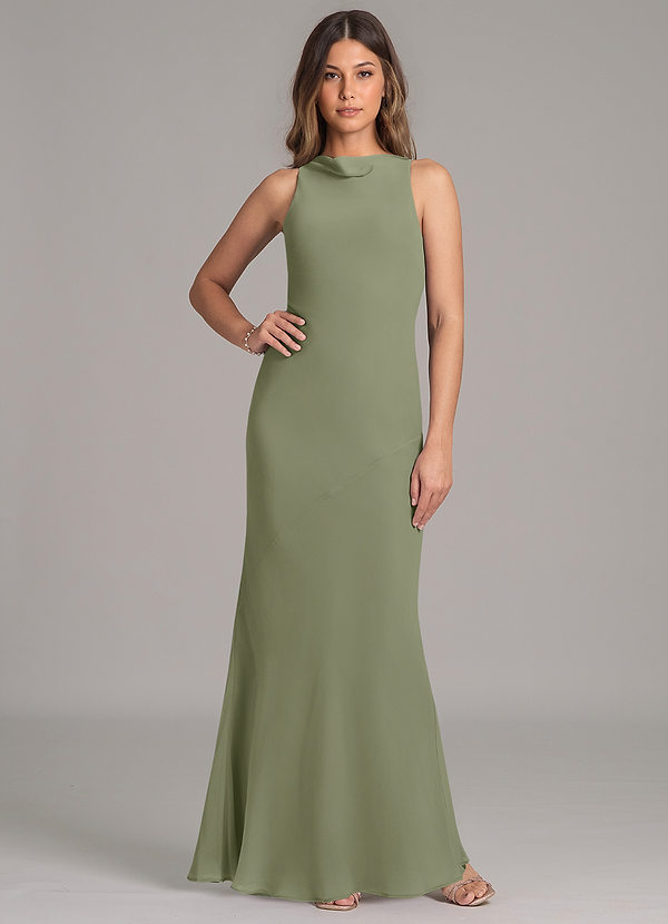Azazie Allettie Bridesmaid Dresses Pistachio Mermaid Chiffon Dress image1
