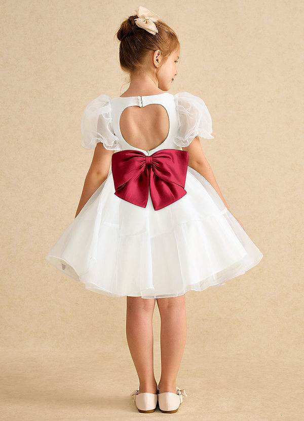 Azazie Debbie Vestidos de Niña de Flores Vestido de Marfil Escarlata de Organza de Princesa con Escote de Corazón image1