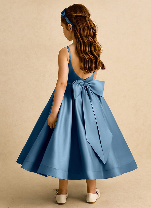 Azazie Babs Flower Girl Dresses Bermuda Ball-Gown Pleated Matte Satin Dress image1