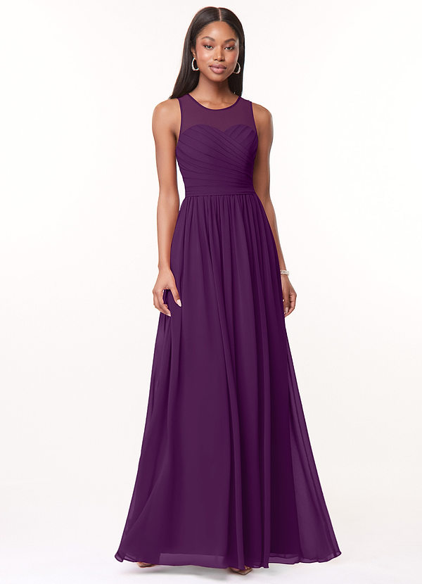 Azazie Nina Bridesmaid Dresses Grape A-Line Pleated Chiffon Dress image1