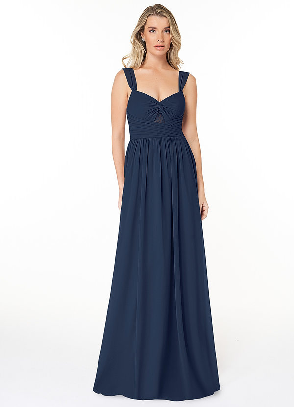 Azazie Maree Bridesmaid Dresses A-Line Lace Chiffon Floor-Length Dress image1