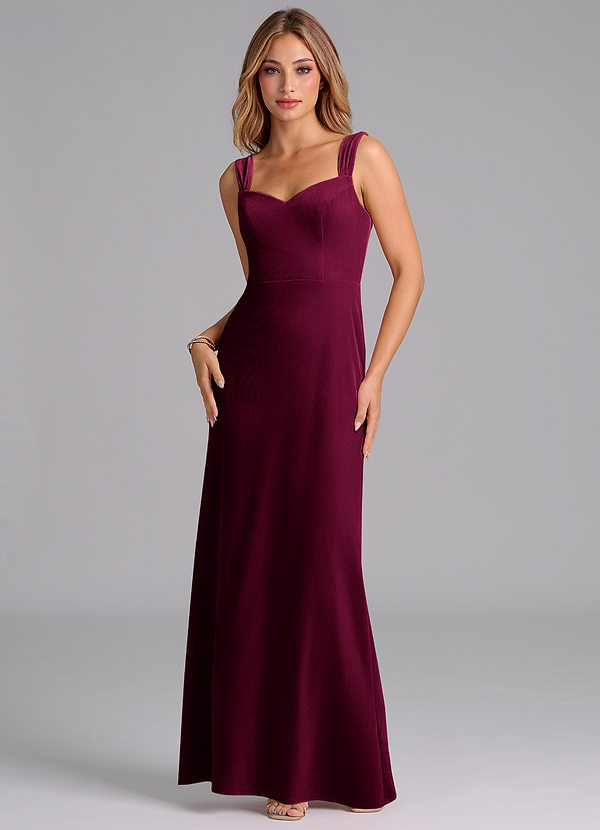 Azazie Denice Robes Demoiselle d'honneur Robe Fourreau en velours Plissée Cabernet image1