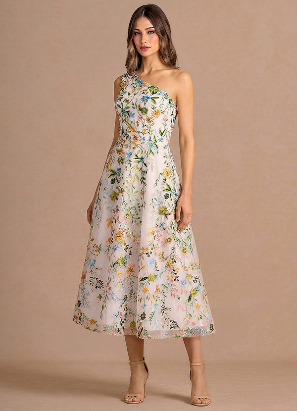 Maribela Blush Pink Multi Midi Dress image1