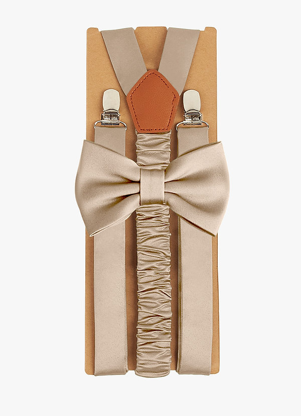 front Matching Matte Satin Bow Tie & Suspenders Set