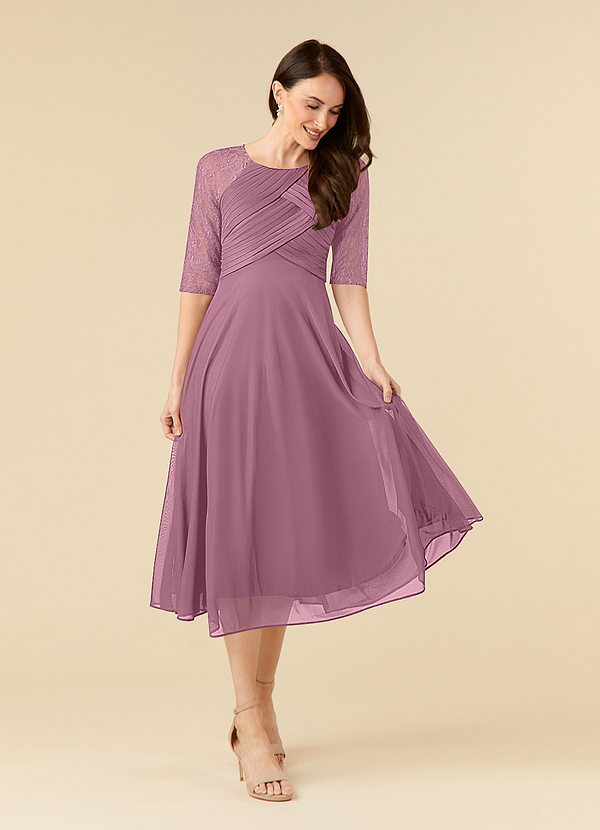 Azazie Gracelyn Robe Mère de la Mariée & du Marié Robe Trapèze en Dentelle Mauve Vintage image1