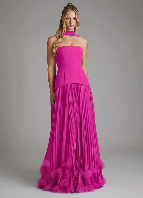 Alex Bridesmaid Dresses Fuchsia A-Line Corset Chiffon Dress image1