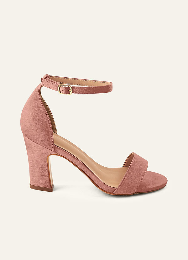 front Matching Color Stretch Satin One Strap Buckle Chunky Heel Sandals