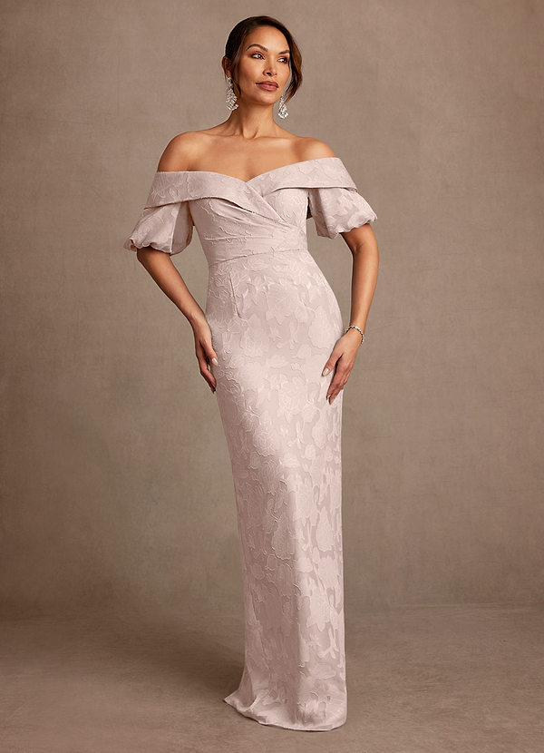 Azazie Golda Klänningar till brudens mor Klä Tubklänning i Blommig Utbrändhet Av axeln Rodnande Rosa image1