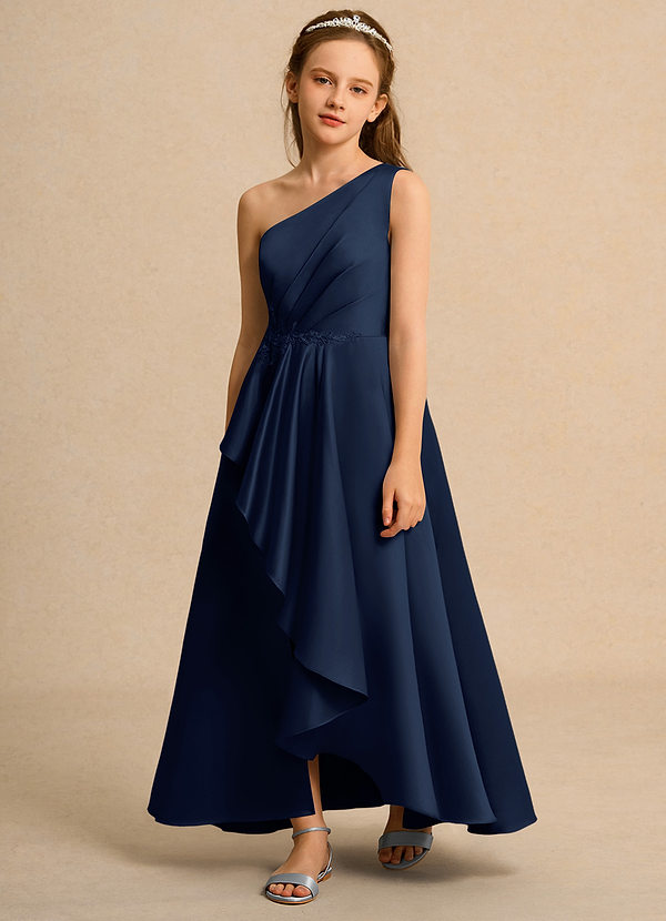 Azazie Taffy Junior Formal Klänningar för brudeflicka Klä A-Line i Matt satäng Spets image1