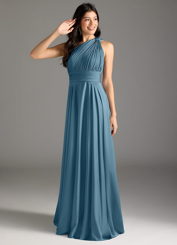 Azazie Charlize Bridesmaid Dresses Bermuda A-Line One Shoulder Stretch Satin Dress image1