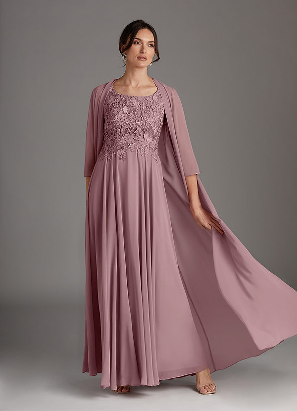 Azazie Kana Mother of the Brides Dresses Dusty Rose A-Line Scoop lace Chiffon Dress image1