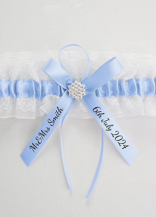 front Gepersonaliseerde Lace blauwe bruiloft Kousenband