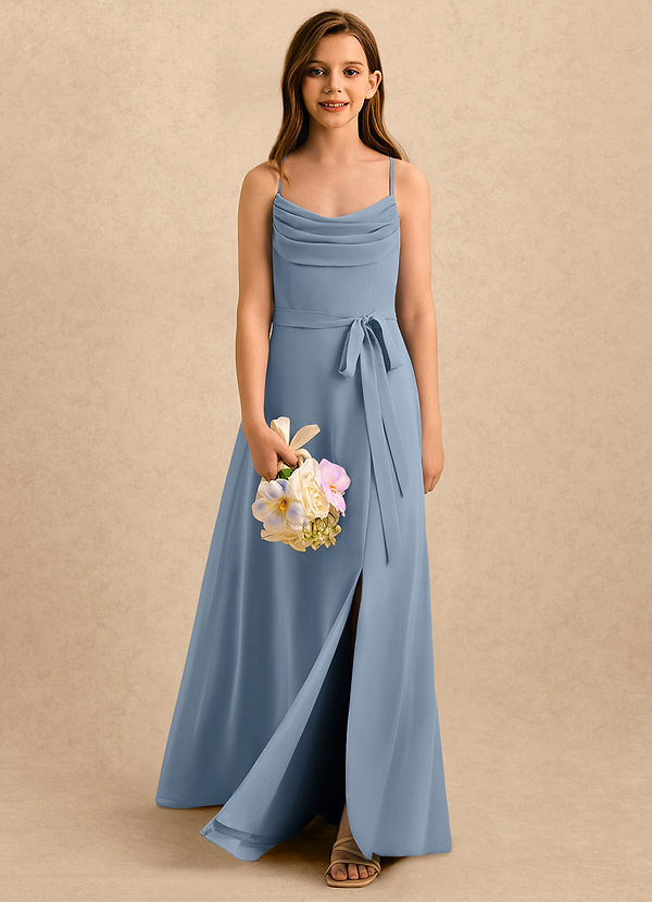 Azazie Jasslyn Girls Formal Sukienki dla dziewczynek sypiących kwiaty Linia A Pofałdowany Szyfon Długość podłogi Sukienka image1