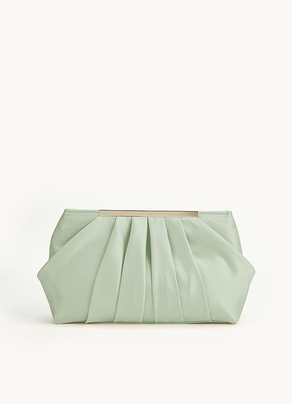 front Matching Color Matte Satin Pleated Clutch