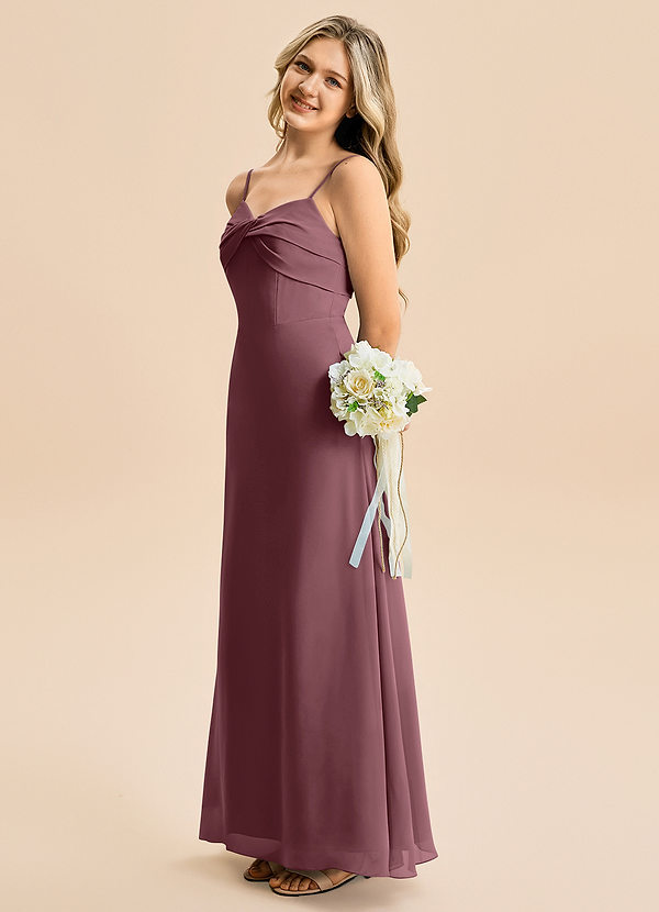 Azazie Jordyn Junior Vestido de Sangrado de Gasa de Corte en A con Escote de Corazón image1