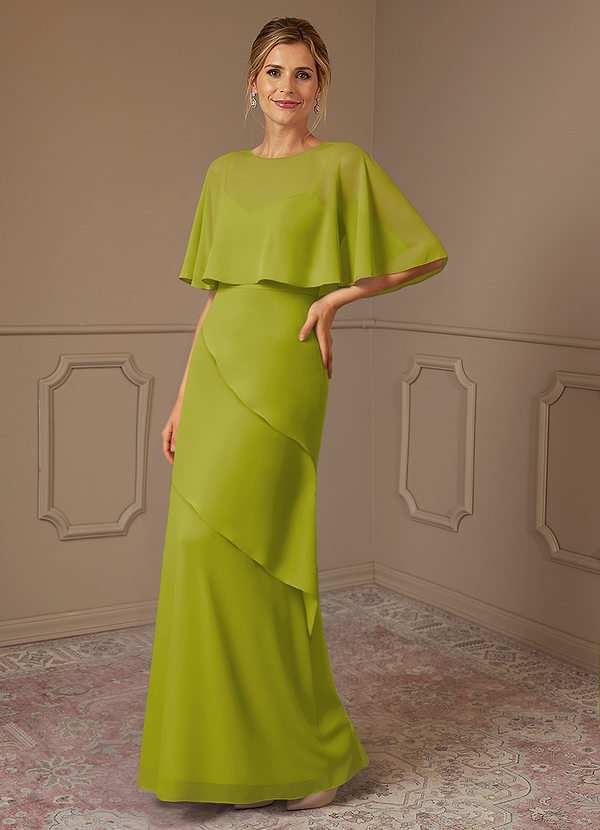 Azazie Bowie 신부의 어머니 드레스 A라인 쉬폰 플로어 길이 드레스 image1