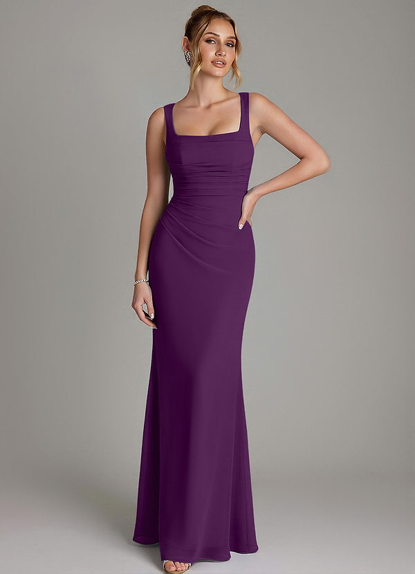 Azazie Agustina Bridesmaid Dresses Grape Mermaid Corset Chiffon Dress image1
