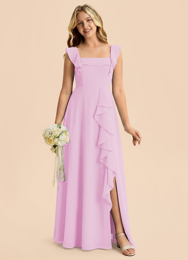Nori Junior Candy Pink A-Line Ruched Chiffon Dress image1