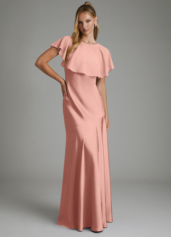 Azazie Carly Bridesmaid Dresses Rosette Mermaid Pleated Stretch Satin Convertible Dress image1