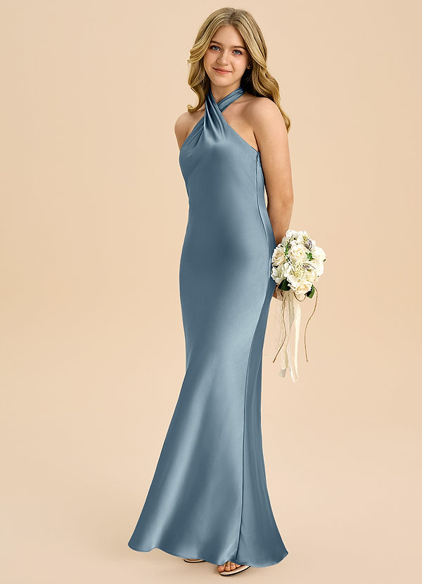 Azazie Chickie Junior Klä av Tubklänning i Stretch Satin Plisserad image1