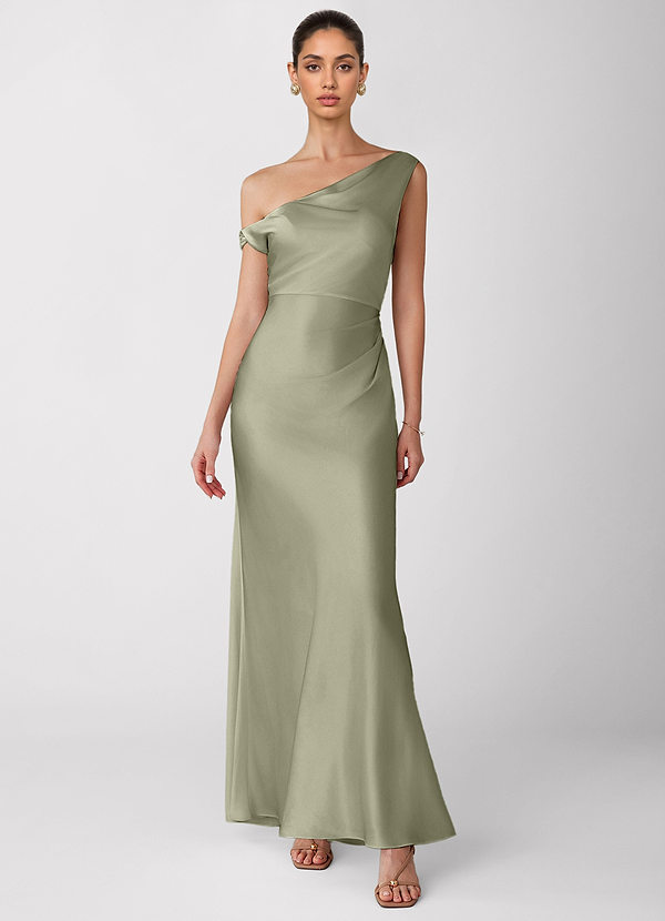 Avela Dusty Sage Luminous Satin Maxi Dress image1