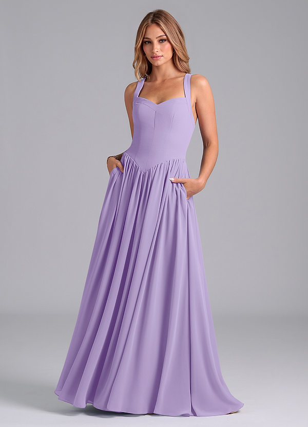 Azazie Francis Abiti da Damigella Abito A-Line in Chiffon Corsetto Lilla image1