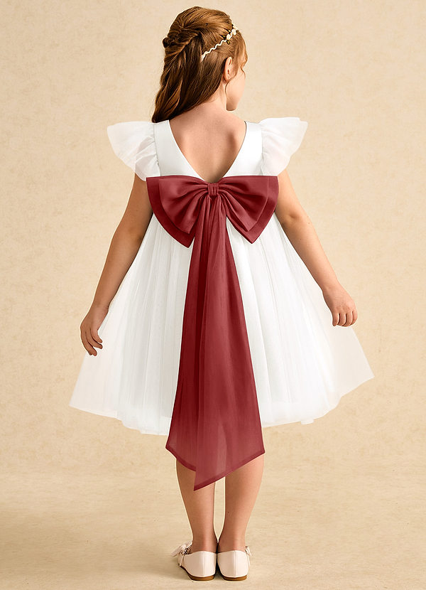 Azazie Munchkin Flower Girl Dresses Ivory Rust A-Line Bow Tulle Dress image1