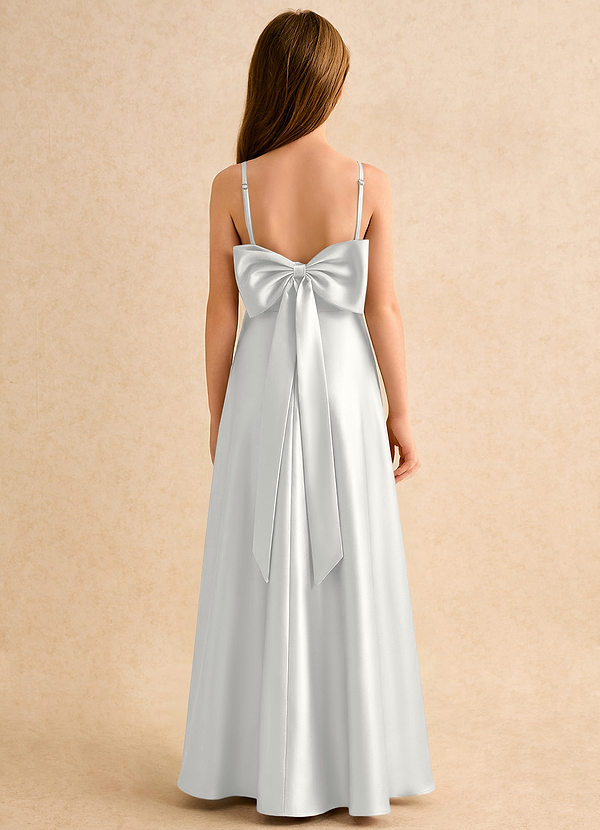 Azazie Joella Vestidos de Niña de Flores Vestido de Blanco de Satén Elástico de Corte en A con Plisado image1