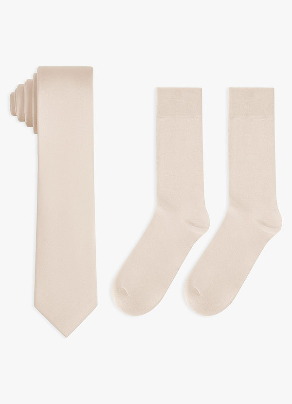 front Bijpassende set van stretch satijnen skinny stropdas en katoenen sokken