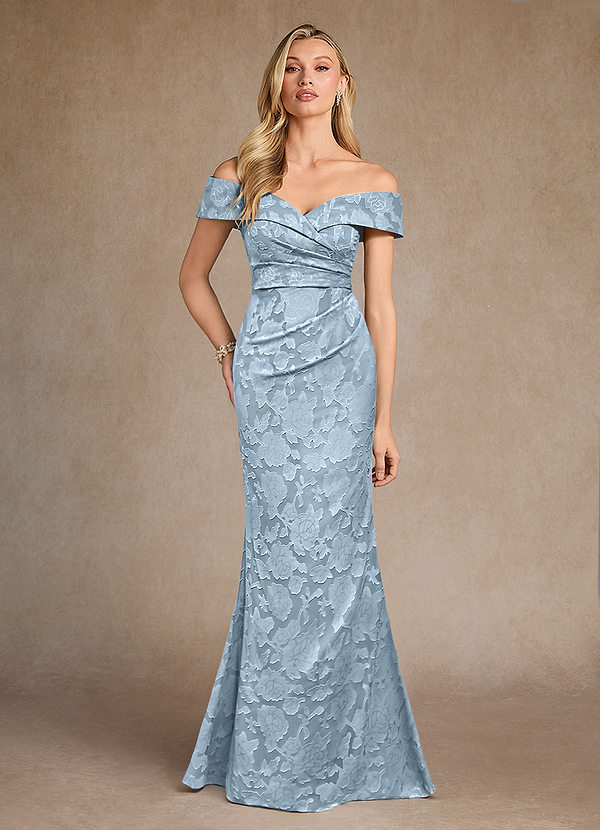 Azazie Canton Vestidos de Madre de la Novia Vestido de Azul Cielo de Devorado Floral de Sirena con Vestidos sin tirantes image1