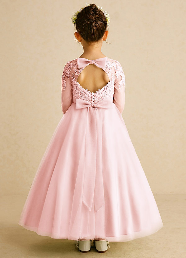 Azazie Precious Blumenkinder Kleider A-Linie Spitze Tüll Kleid Zartrosa image1