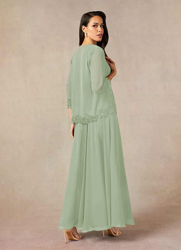Ligne A/Princesse Col Asymétrique Mousseline Robes Mère de La Mariée Paillettes Longueur de La Cheville Manches Courtes  Ruché