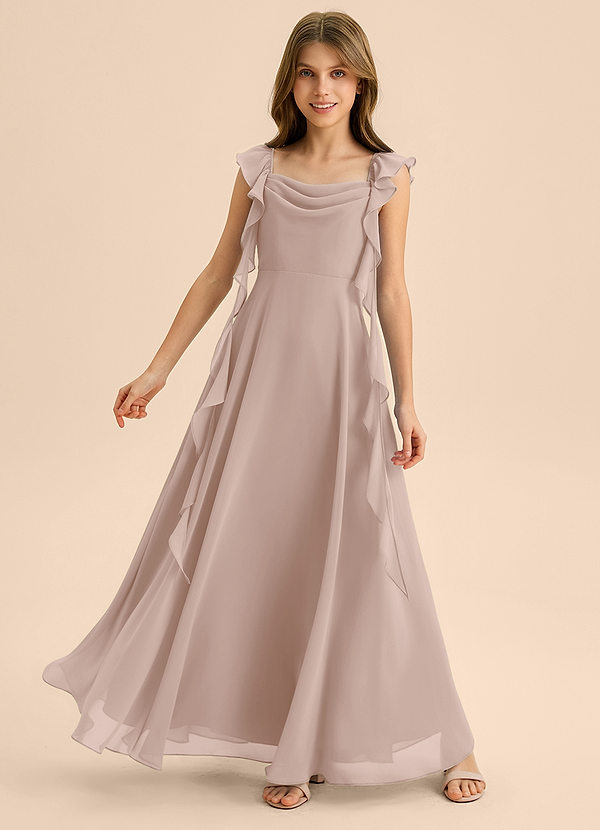 Azazie Carmin Junior English Rose A-Line Ruched Chiffon Dress image1