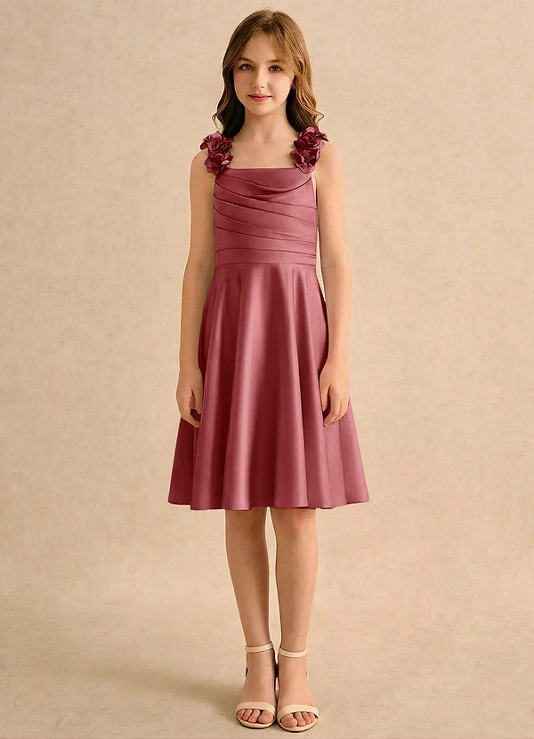 Azazie Resa Girls Formal Klänningar för brudeflicka Klä A-Line i Matt satäng Plisserad image1