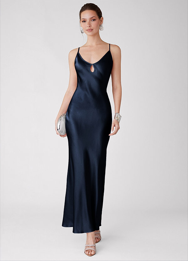 Selah Navy Luminous Satin Maxi Dress image1