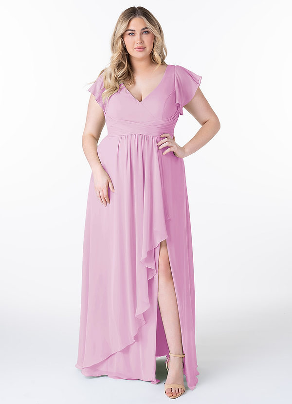 Azazie Omari Bridesmaid Dresses Candy Pink A-Line Chiffon Dress image1