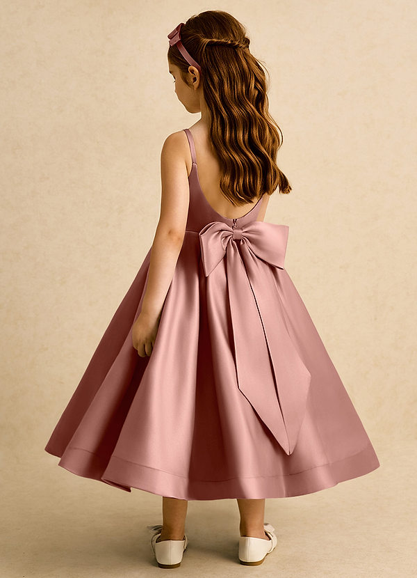 Azazie Babs Flower Girl Dresses Cedar Rose Ball-Gown Pleated Matte Satin Dress image1