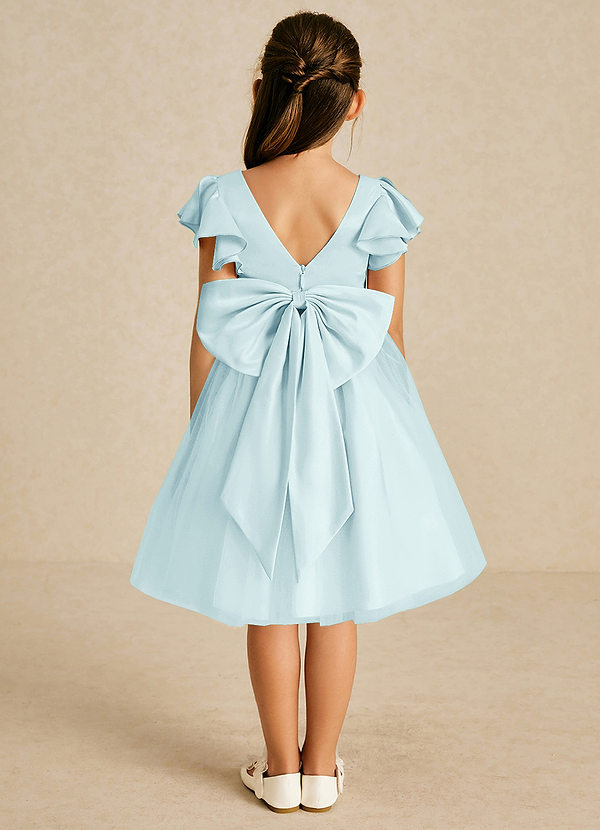 Azazie Kaeya Flower Girl Dresses Sea Glass A-Line Bow Tulle Dress image1