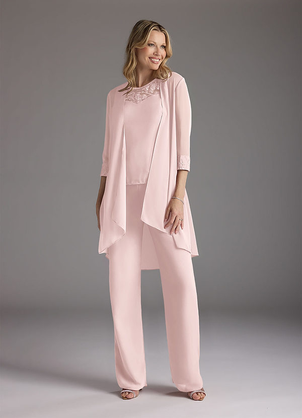 Azazie Maura Mother of the Brides Dresses Blushing Pink Jumpsuit/Pantsuit Sequins Chiffon Dress image1