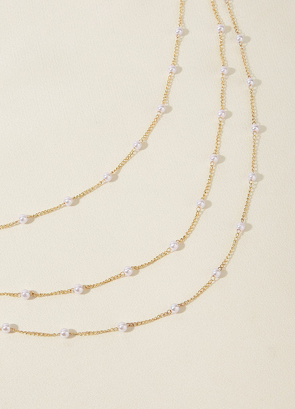 front Layered Dainty Pearl Necklace