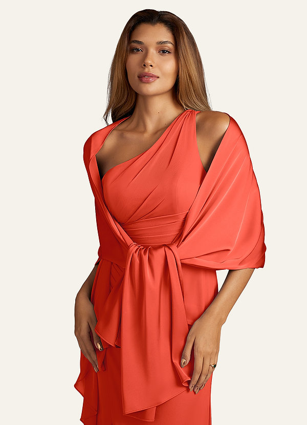 front Azazie Matching Color Aleena Stretch Satin Shawl