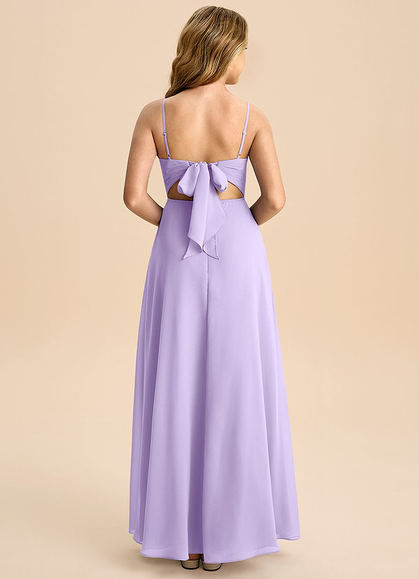 Azazie Shale Junior Lilac A-Line Bow Chiffon Dress image1