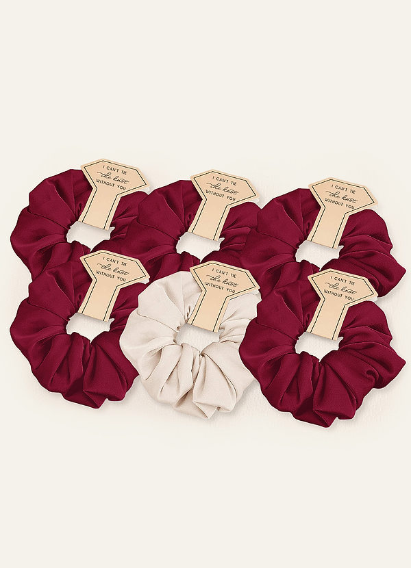 front Matching Color Six-Piece Mixed Color Bridesmaid Stretch Satin Over Size Scrunchie Set