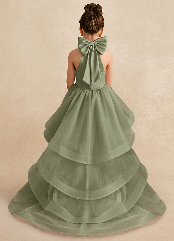 Azazie Bev Vestidos de Niña de Flores Vestido de Pistacho de Tul de Corte En A con Convertible image1