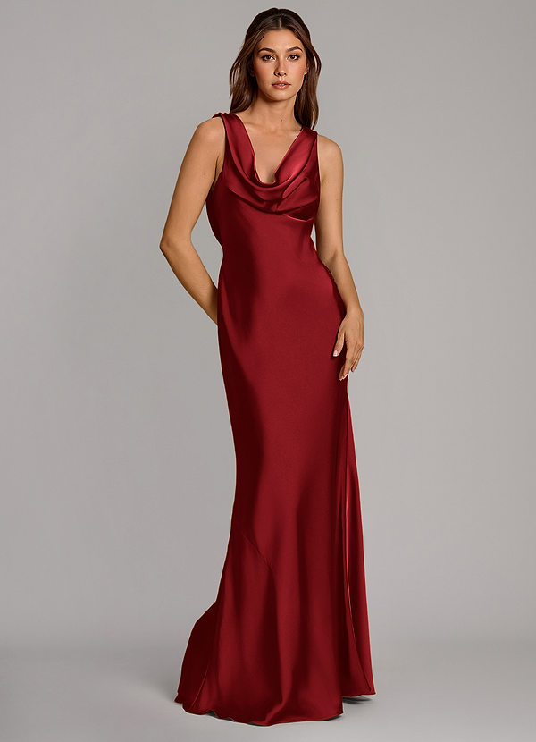 Azazie Cheryl Vestidos Dama de Honor Vestido de Escarlata de Satén Elástico de Corte Sirena image1