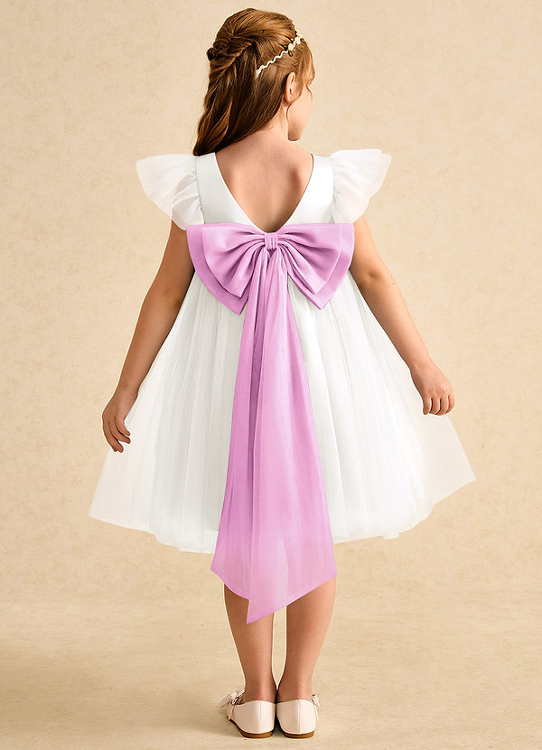 Azazie Munchkin Abiti da Ragazza di Fiori Abito A-Line in Tulle Fiocco Avorio Rosa Confetto image1