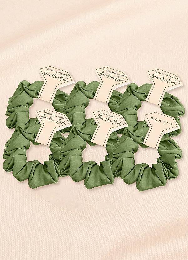 front Matching Color Six-Piece Bridesmaid Stretch Satin Regular Size Scrunchie Set