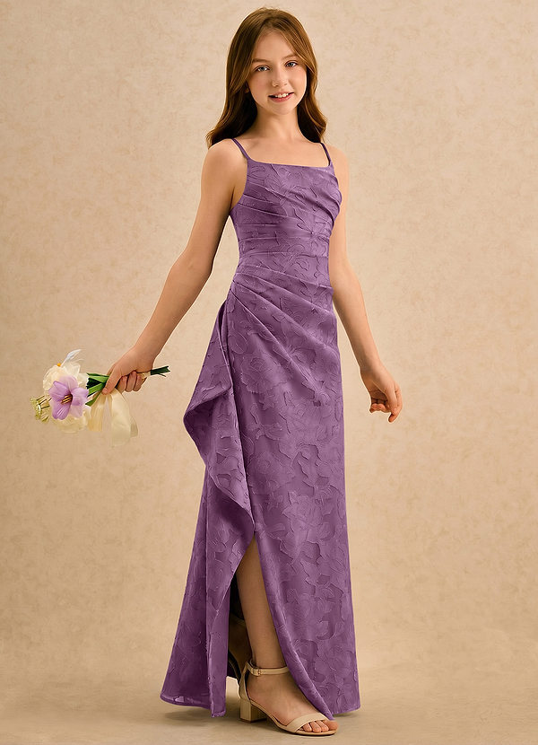 Azazie Cannoli Girls Formal Flower Girl Dresses Wisteria A-Line Pleated Floral Burnout Dress image1