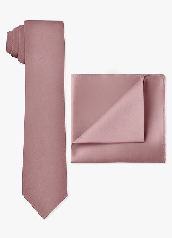 front MATTE SATIN SKINNY TIE AND POCKET SQUARE SET