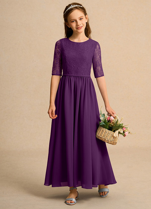 Azazie Pippin Junior Formal Vestidos de Niña de Flores Vestido de Uva de Encaje de Corte En A image1